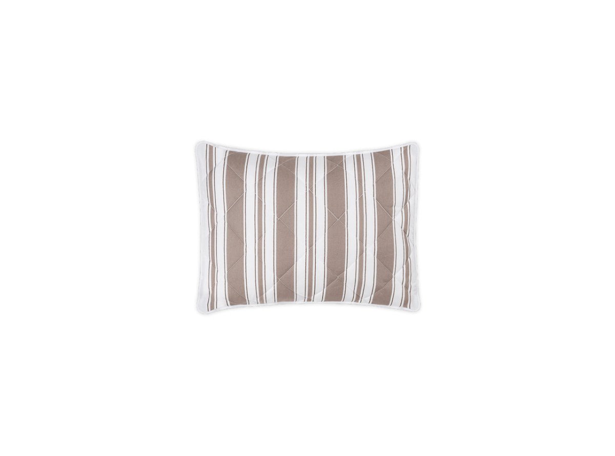 Quilted Boudoir Sham - Matouk Schumacher Quilted Elio Stripe in Mocha at Fig Linens and Home