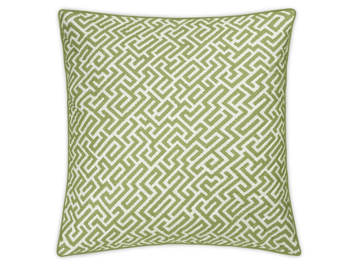Matouk Schumacher Gabriel Quilted Euro Sham 27 x 27, piped edge Grass