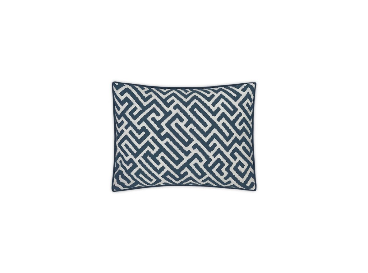Matouk Schumacher Gabriel Boudoir Sham 12 x 16, corded edge Indigo at Fig Linens and Home