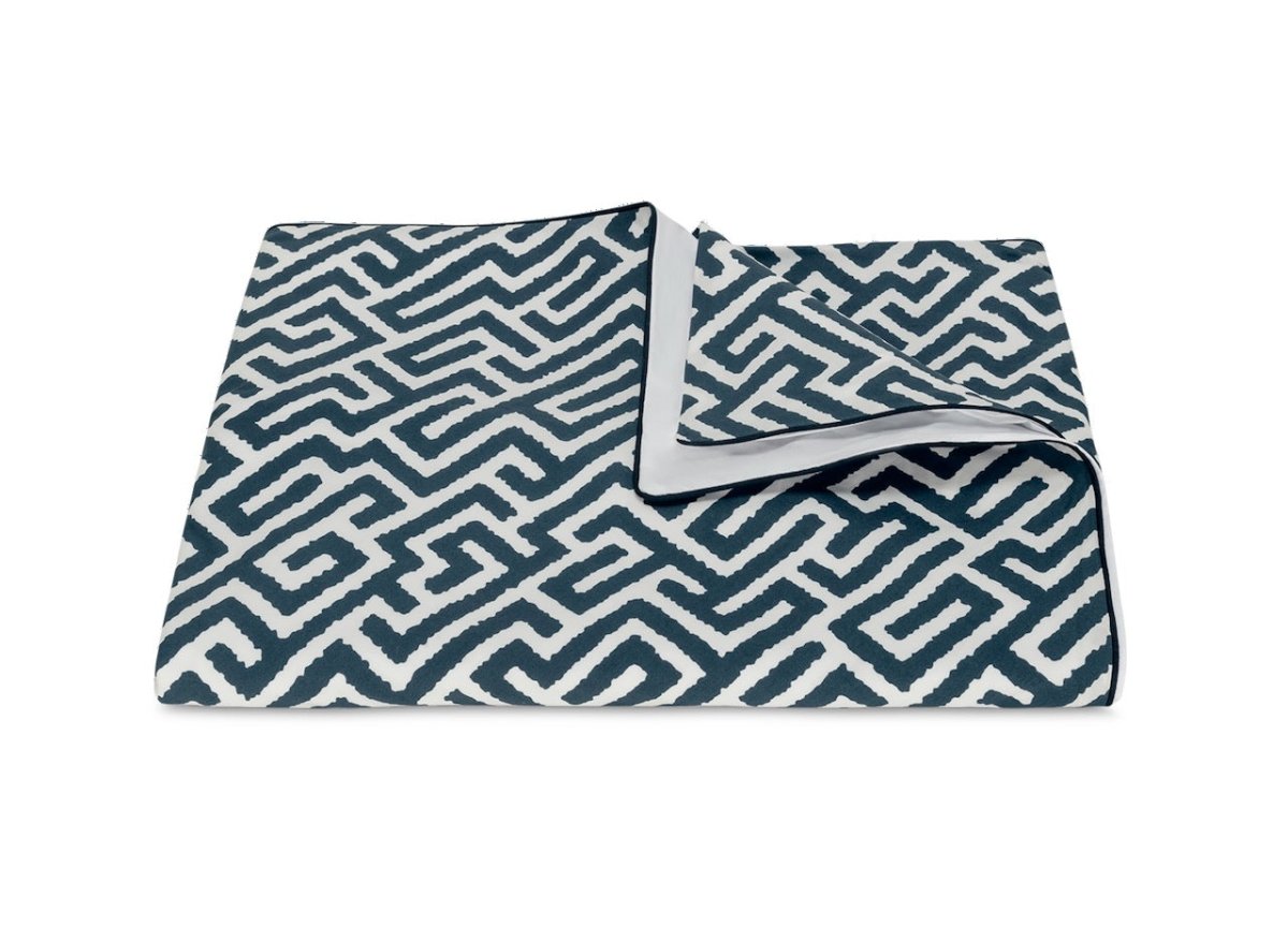 Matouk Schumacher Gabriel Full/Queen Duvet Cover 90 x 96, corded edge Indigo at Fig Linens and Home