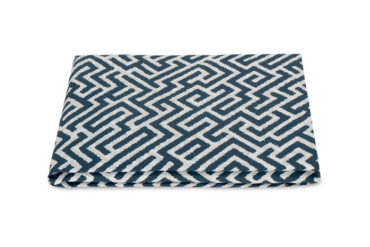 Matouk Schumacher Gabriel Twin Fitted 17" pocket Indigo at Fig Linens and Home