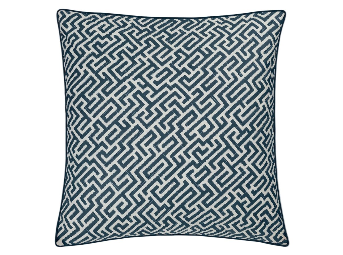 Matouk Schumacher Gabriel Quilted Euro Sham 27 x 27, piped edge Indigo