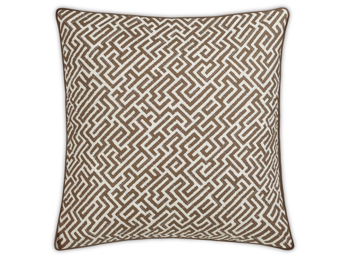 Matouk Schumacher Gabriel Quilted Euro Sham 27 x 27, piped edge Mocha