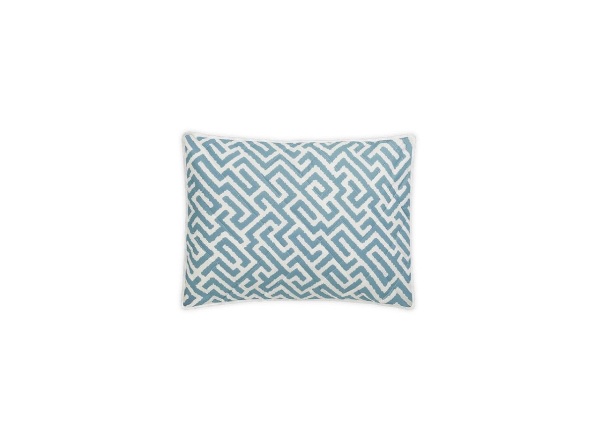 Matouk Schumacher Gabriel Quilted Boudoir Sham 12 x 16, piped edge Stony Blue