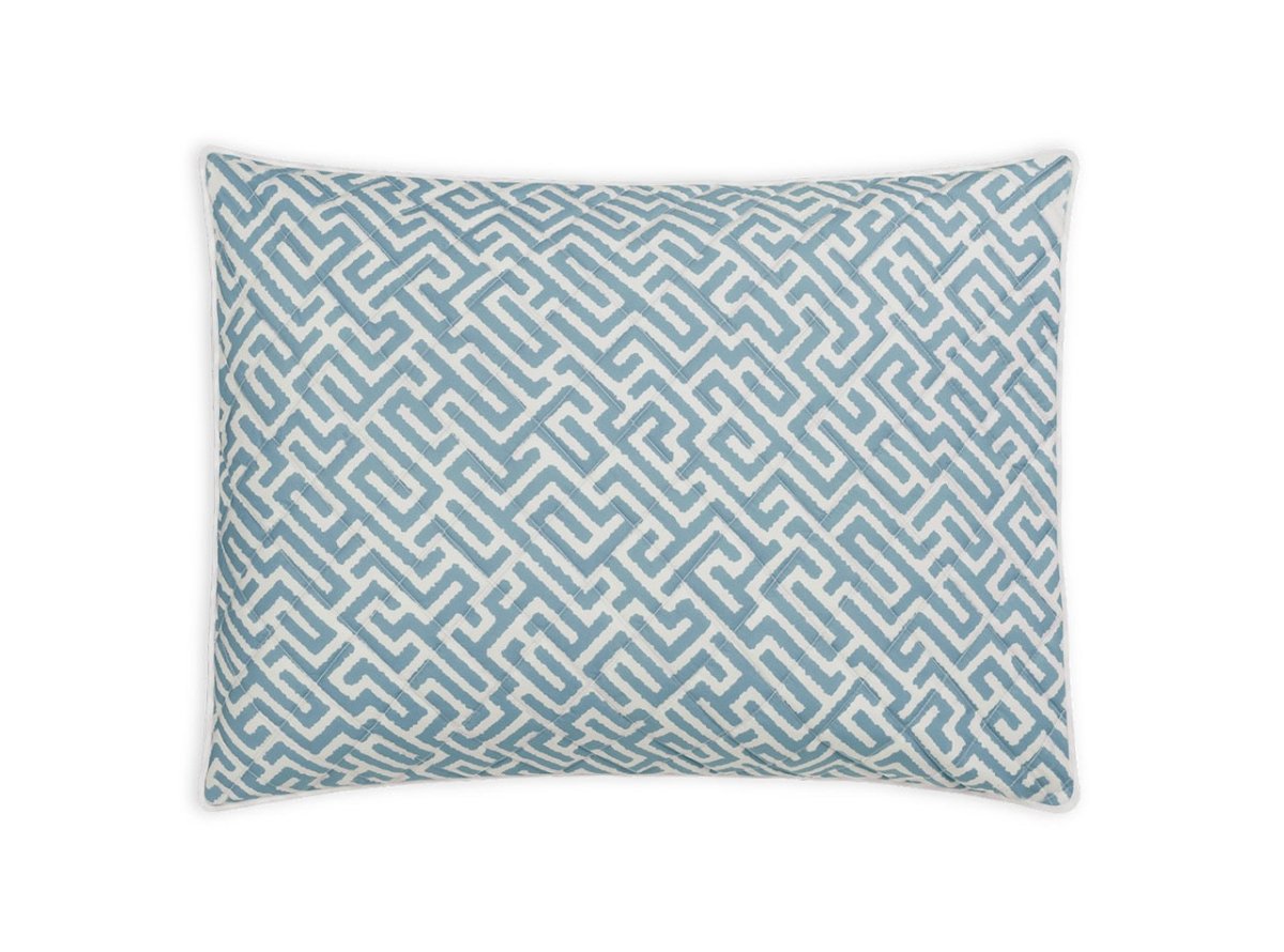Matouk Schumacher Gabriel Quilted Standard Sham 21 x 27, piped edge Stony Blue
