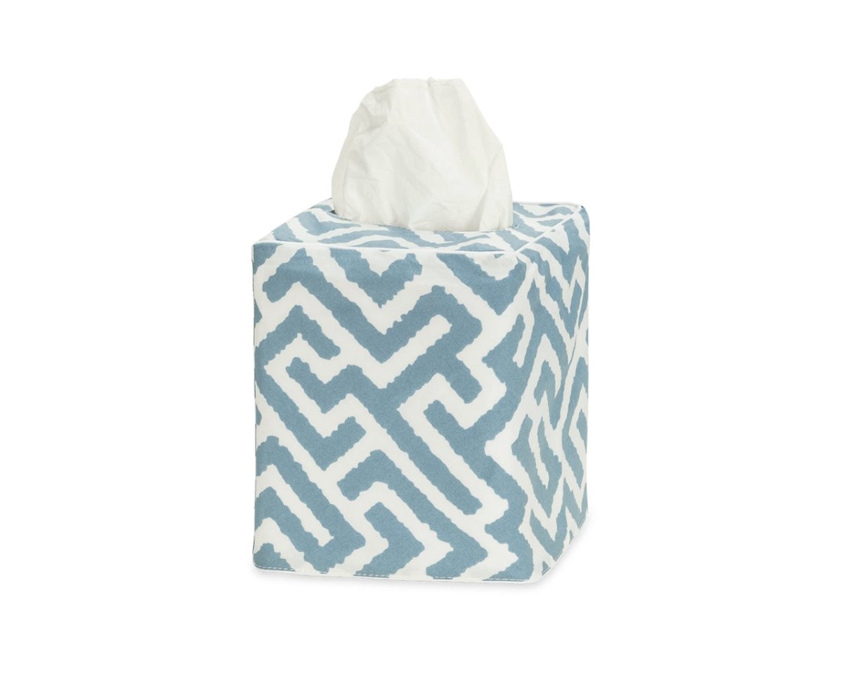 Matouk Schumacher Gabriel Tissue Box Cover 4.5 x 4.5 x 5.5 Stony Blue
