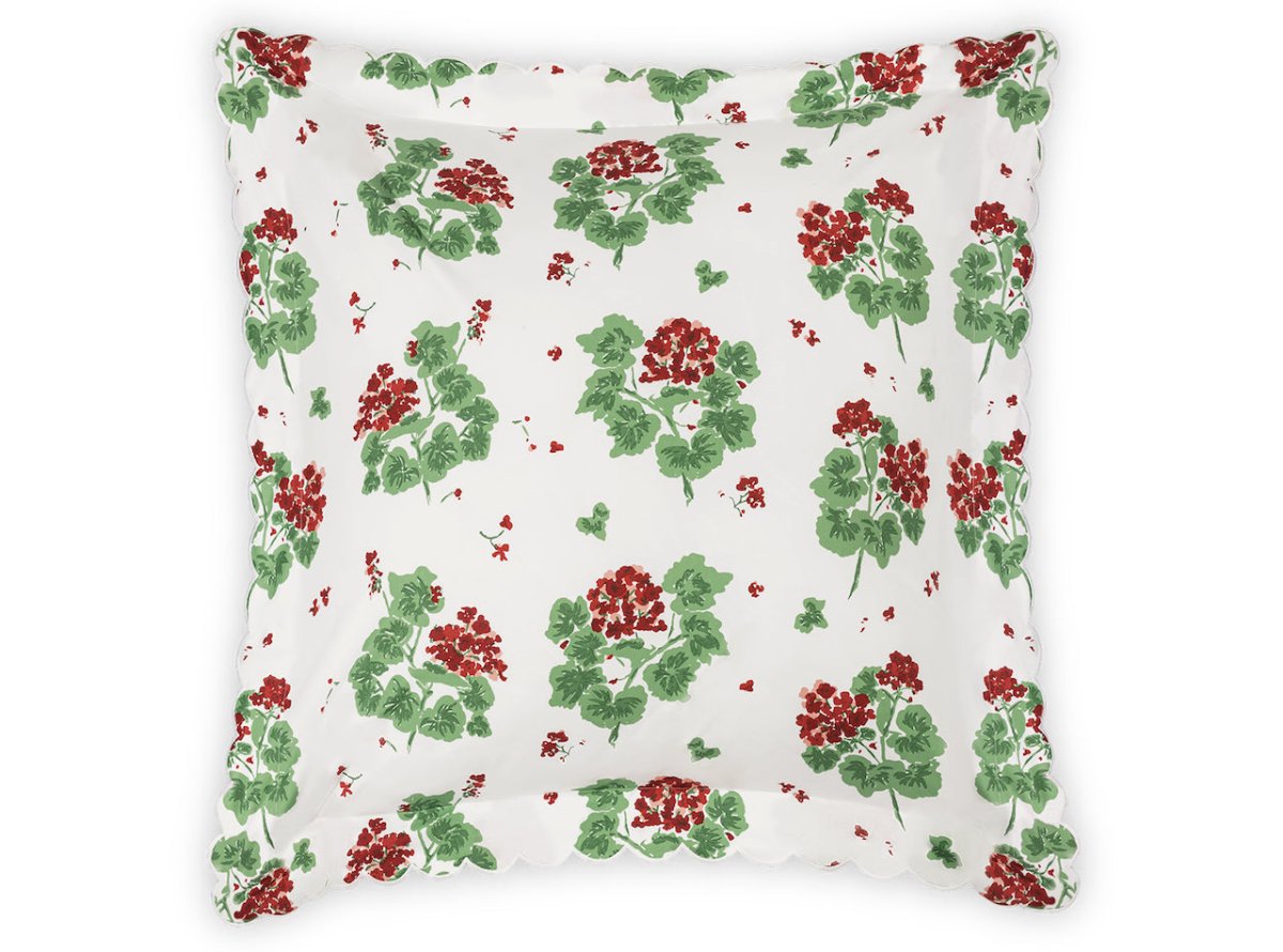 Euro Sham - Matouk Tillet Geranium Bedding in Scarlet Red at Fig Linens and Home