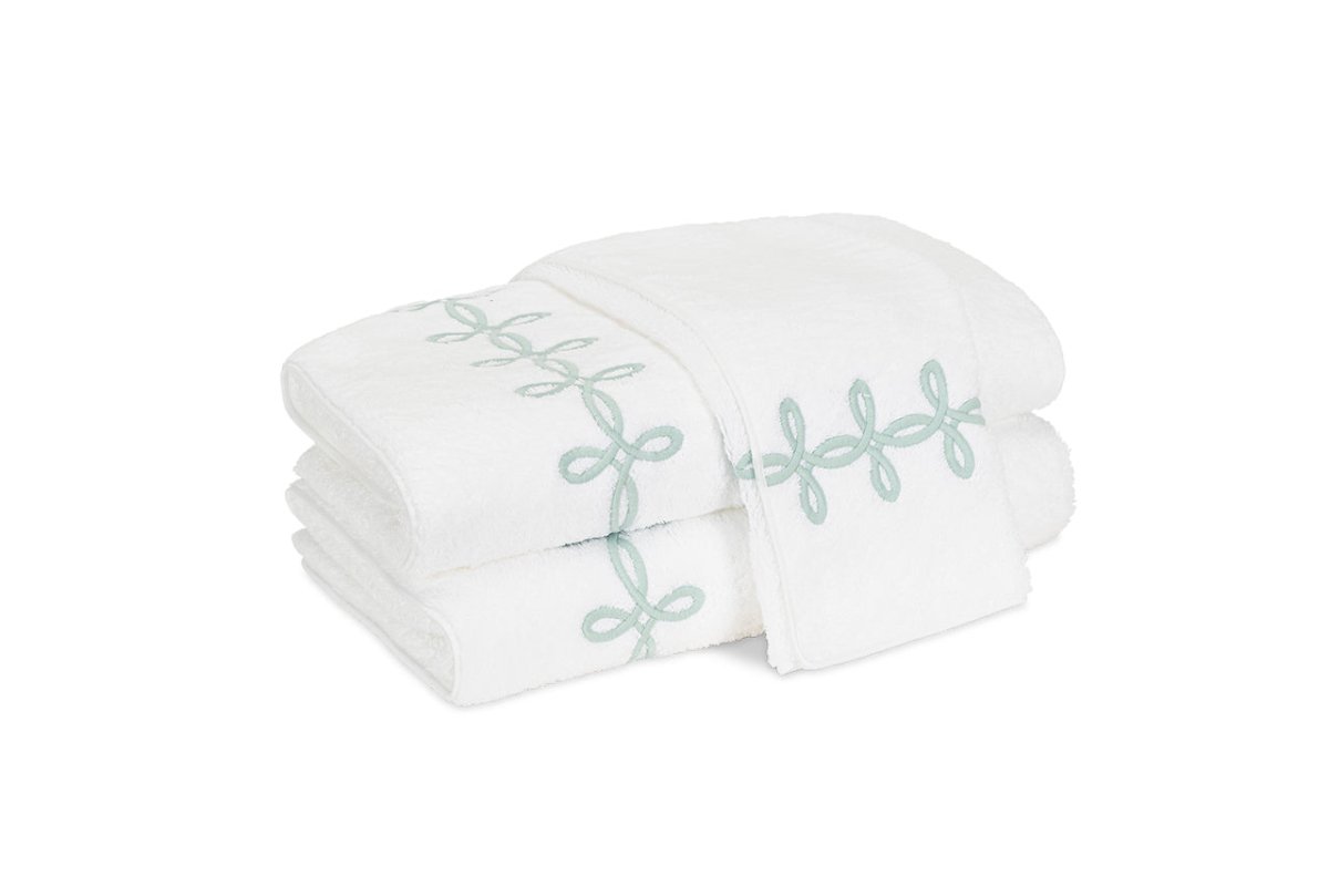 Gordian Knot Towels in Jade | Matouk Bath at Fig Linens and Home