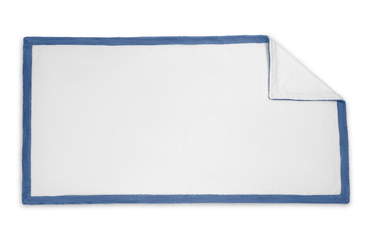 Helios White and Sea Beach Towel - Matouk Pool Towels at Fig Linens and Home 1