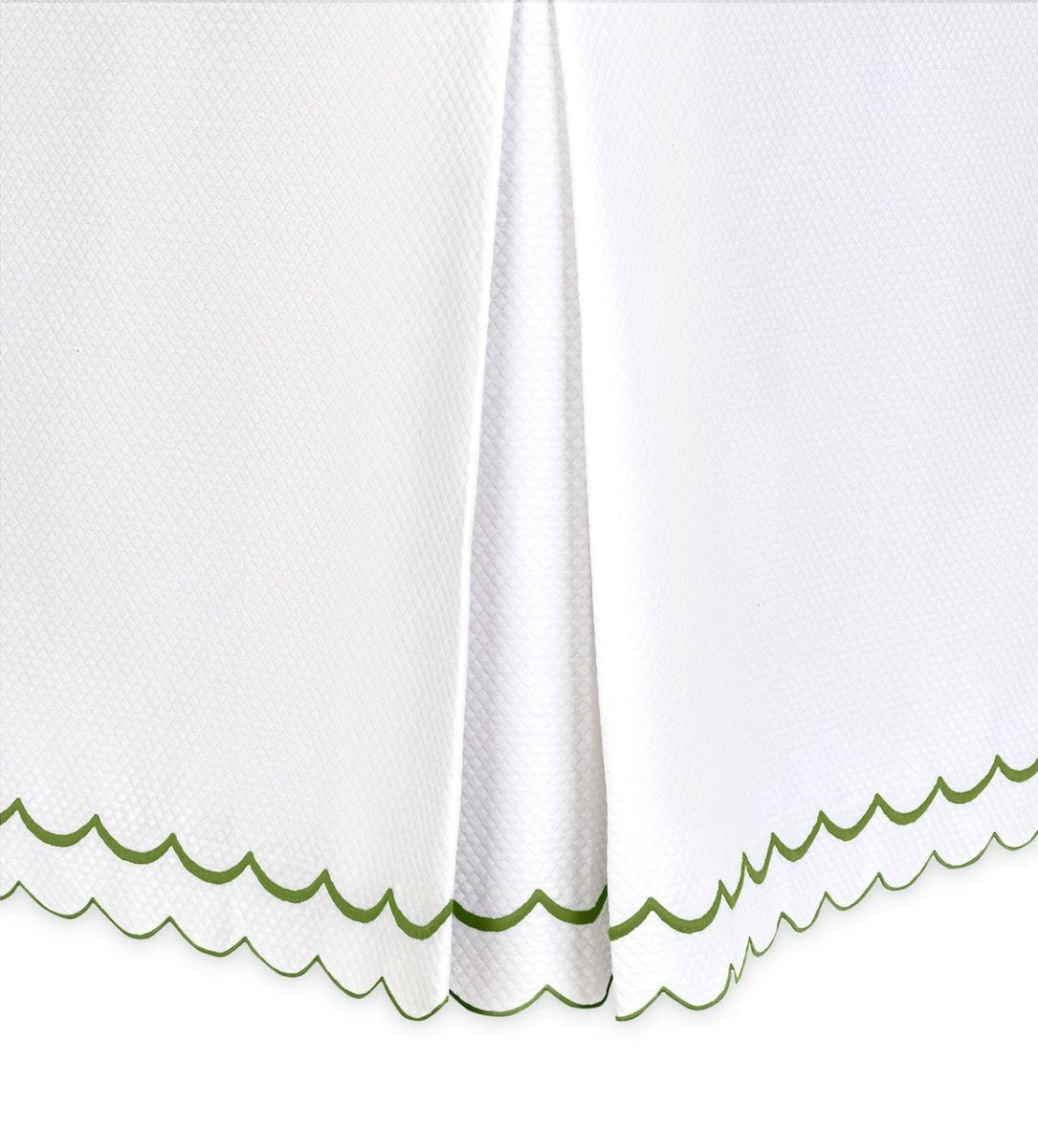 India Pique Matelasse Bedskirts | Matouk Paneled Bed Skirts in Grass Green