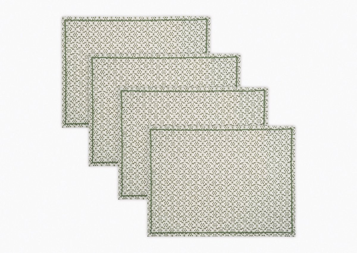 Laksha Clover Green Placemats Set of 4 by Matouk Schumacher at Fig Linens and Home