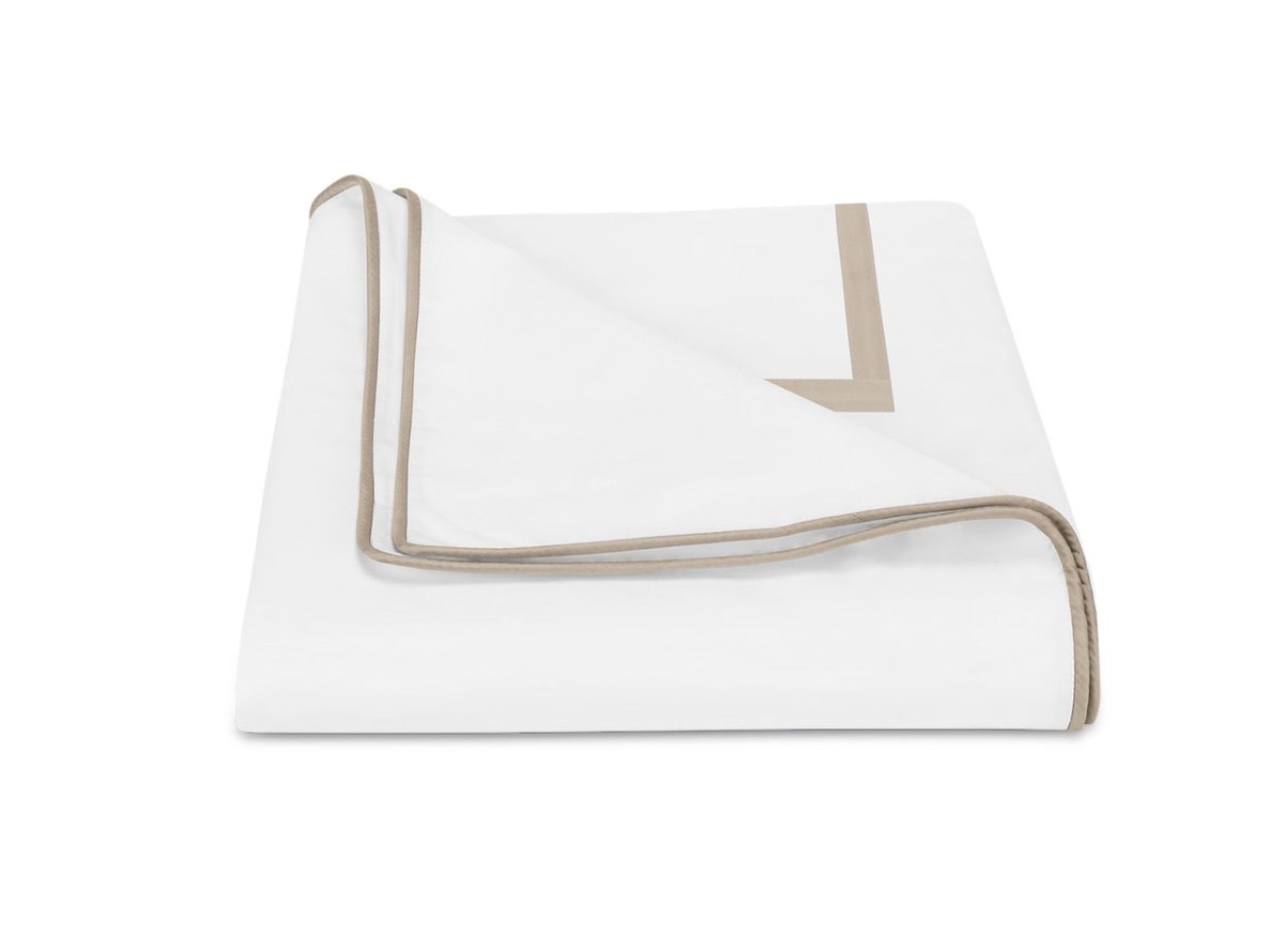 Duvet Cover - Matouk Louise Percale Khaki Bedding at Fig Linens and Home