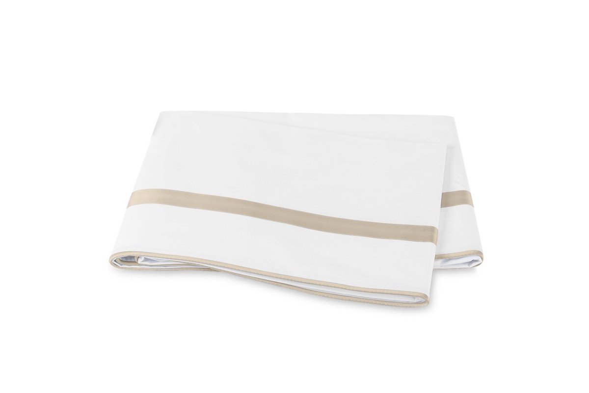 Flat Sheet - Matouk Louise Percale Khaki Bedding at Fig Linens and Home
