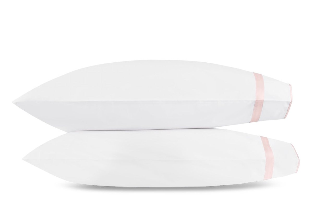 Pillowcases - Matouk Louise Pink Percale Bedding at Fig Linens and Home