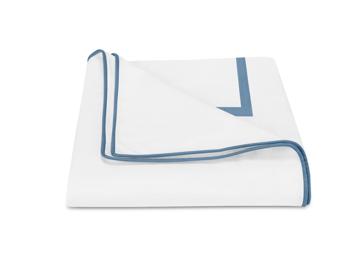 Duvet Cover - Matouk Louise Percale Sea Blue Bedding at Fig Linens and Home