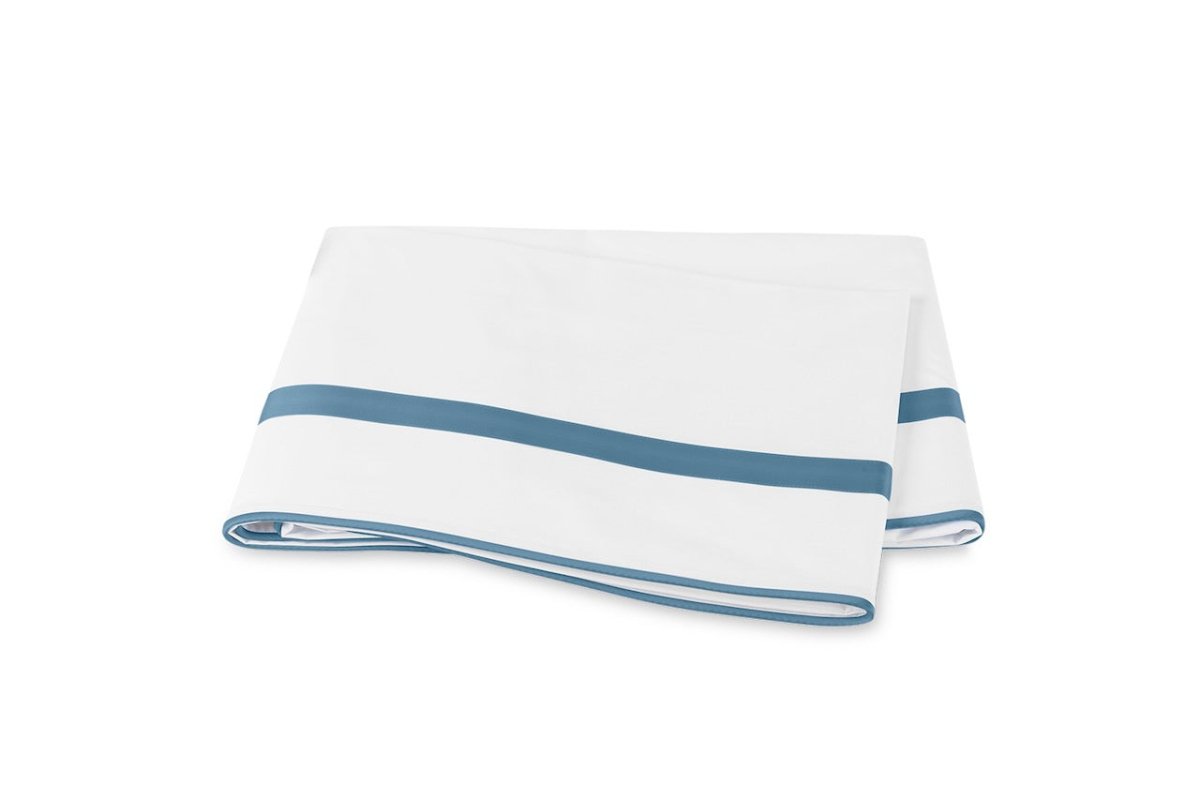 Flat Sheet - Matouk Louise Percale Sea Blue Bedding at Fig Linens and Home