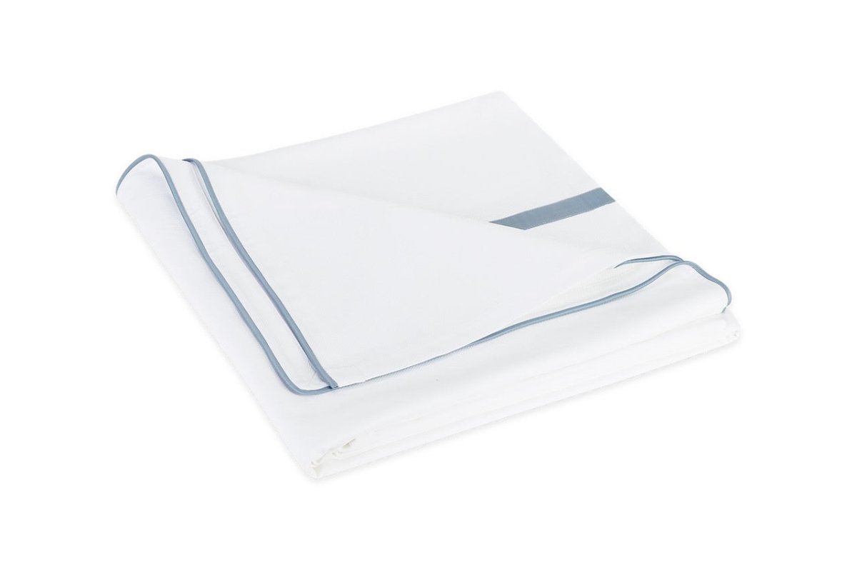 Matouk Louise Pique King Coverlet 112 x 97 Hazy Blue - M173 at Fig Linens and Home