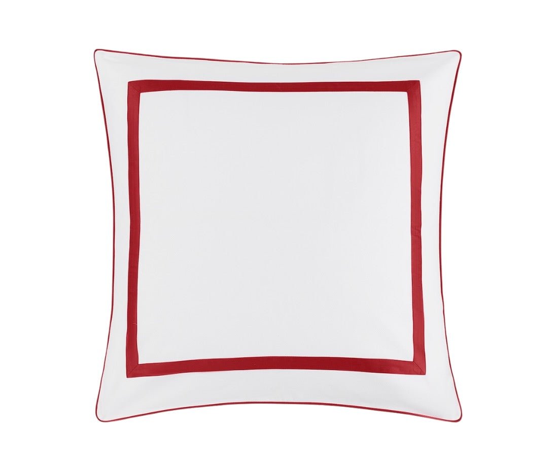 Matouk Louise Pique Euro Sham 27 x 27 Scarlet - M173 at Fig Linens and Home