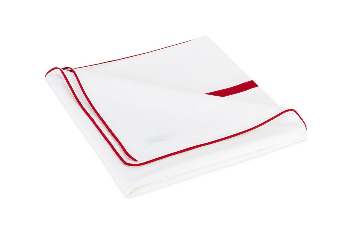 Matouk Louise Pique King Coverlet 112 x 97 Scarlet - M173 at Fig Linens and Home