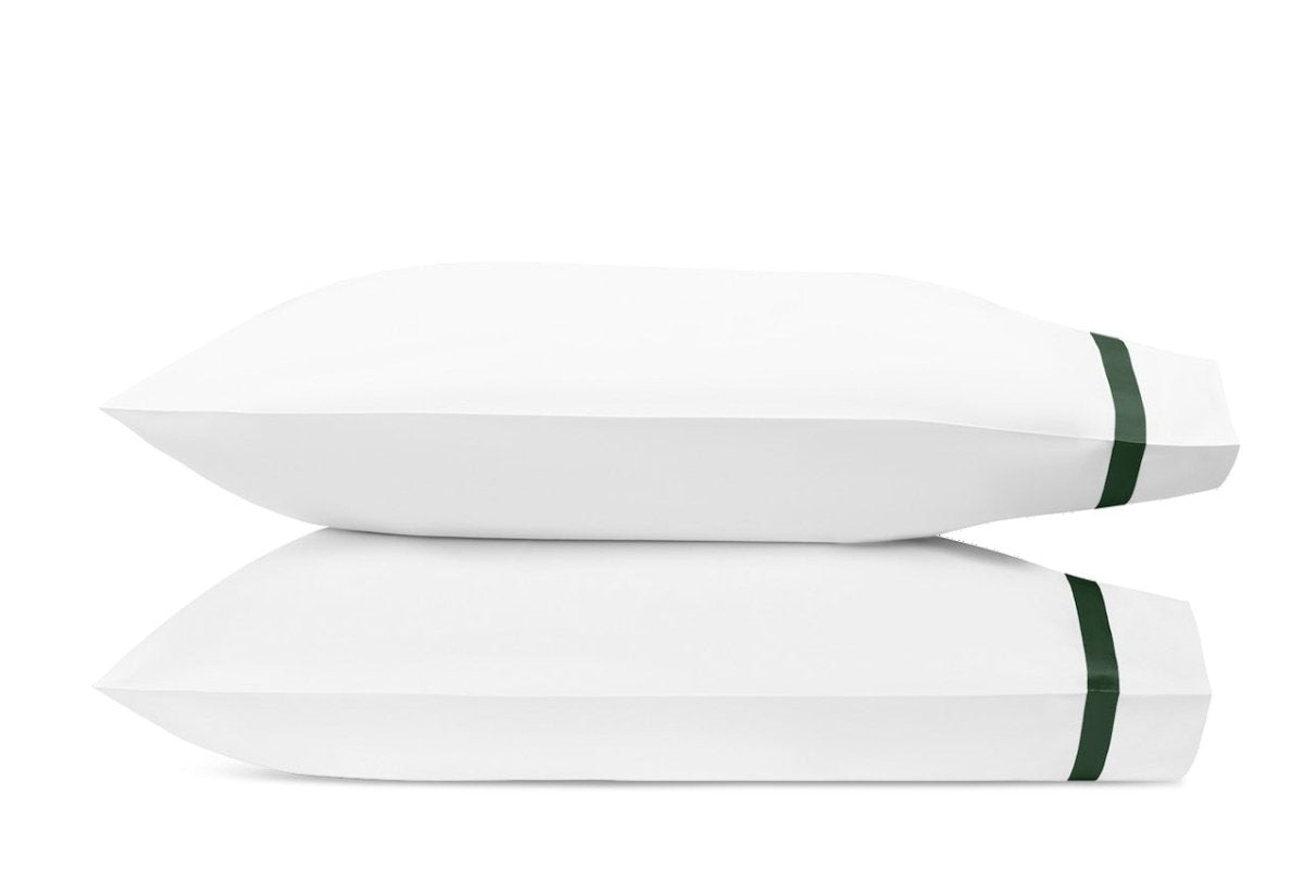 Pillowcases - Matouk Lowell Green Cotton Bedding at Fig Linens and Home - King and Standard