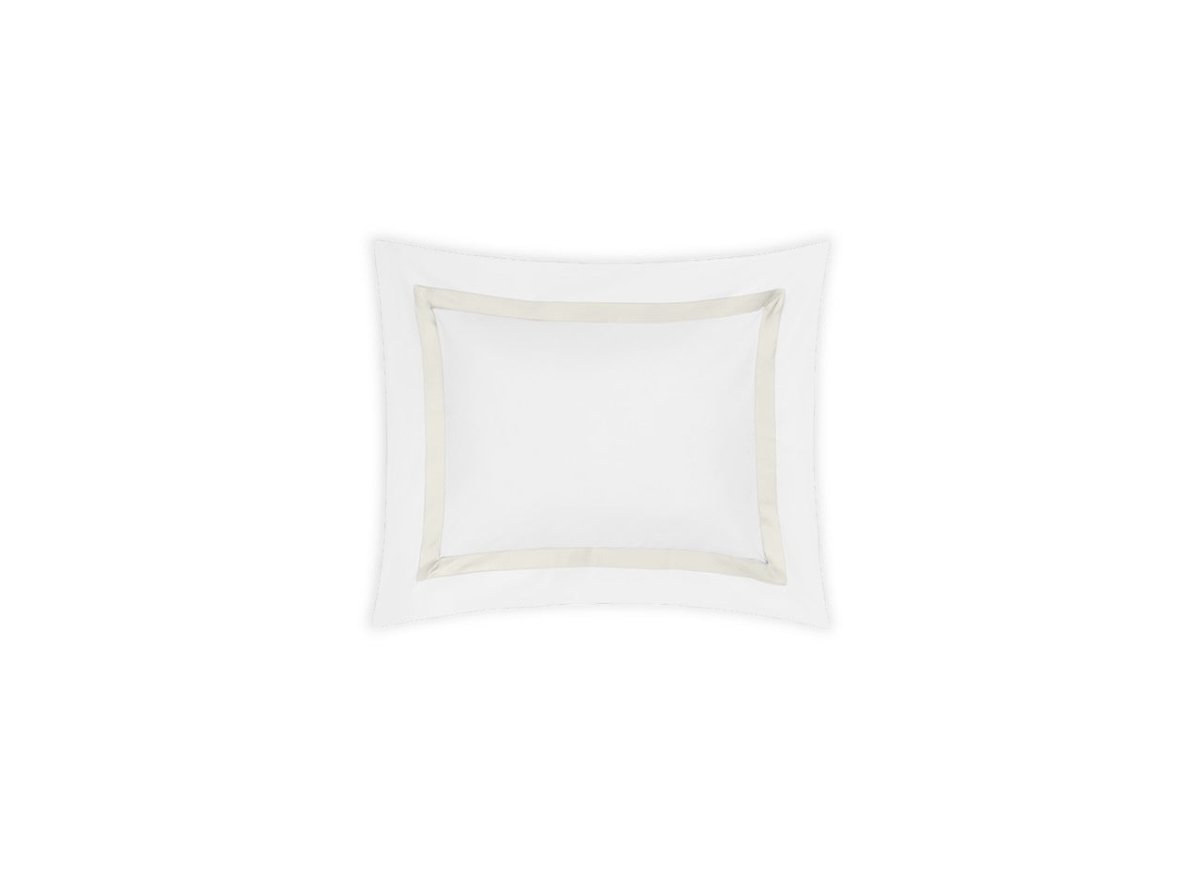 Boudoir Pillow Sham - Lowell Ivory on White Bedding by Matouk at Fig Linens and Home