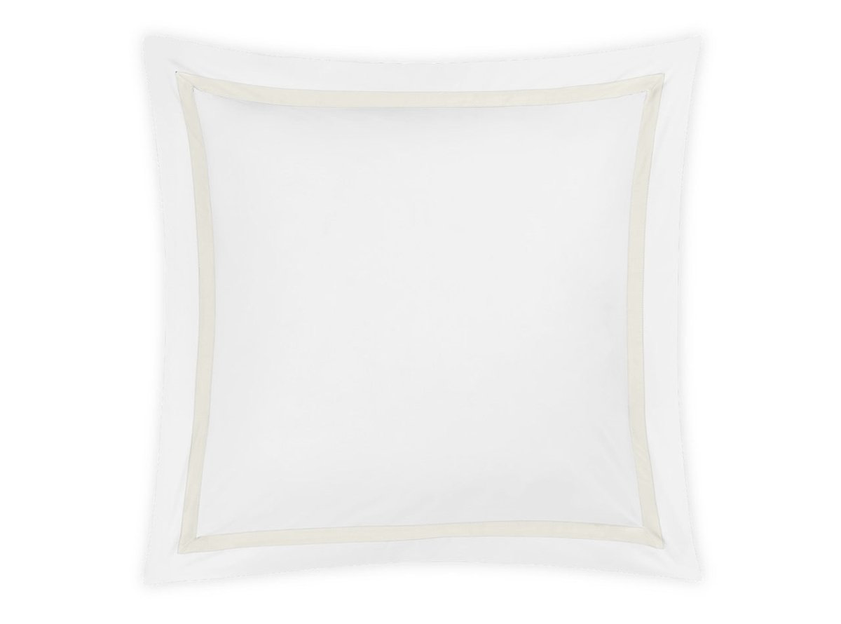 Euro Square Sham - Lowell Ivory on White Bedding by Matouk at Fig Linens and Home
