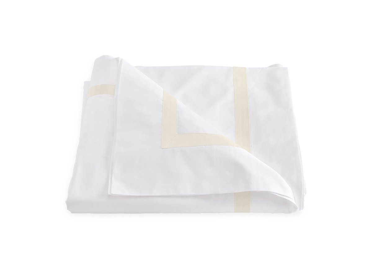 Duvet Cover - Lowell Ivory on White Bedding by Matouk at Fig Linens and Home