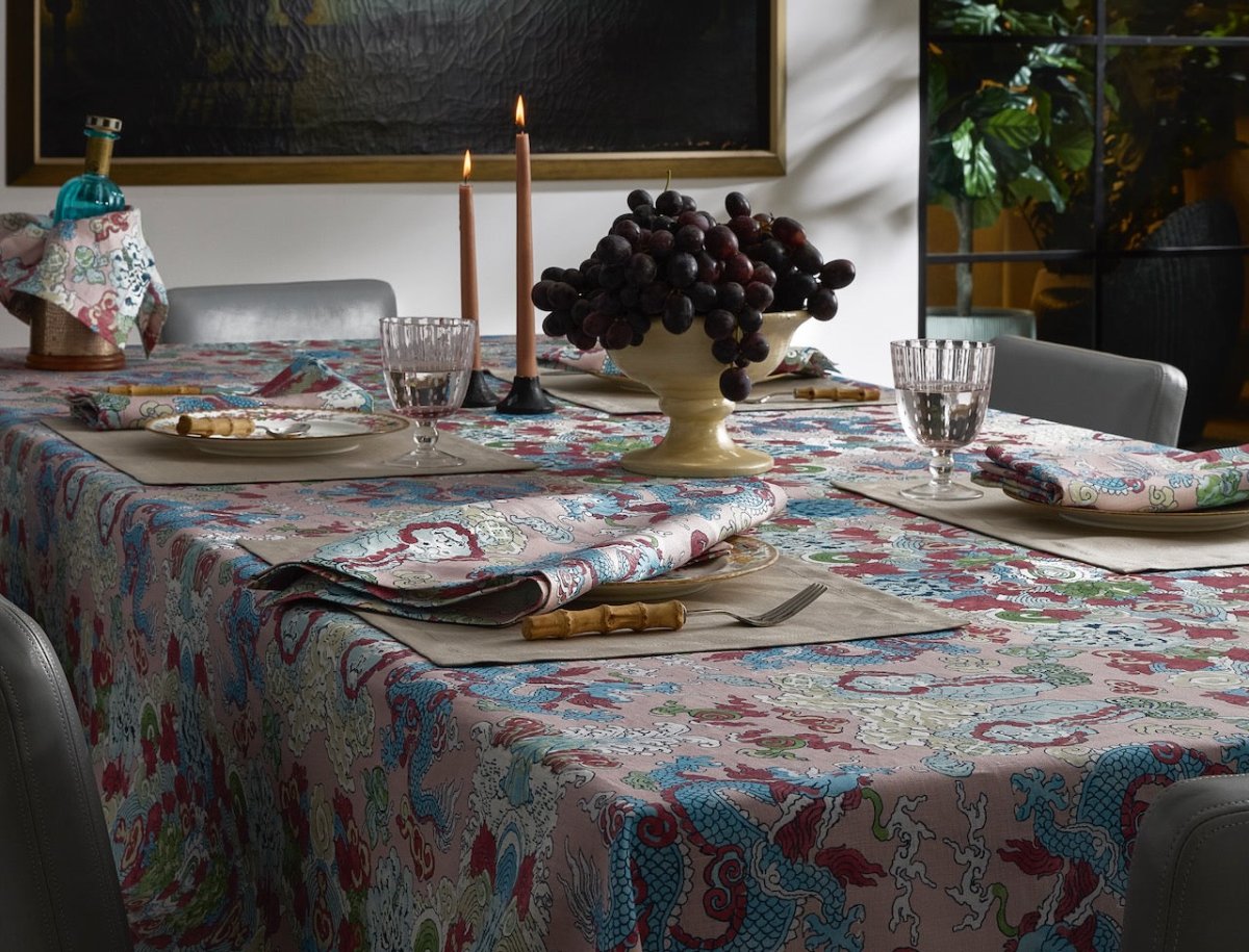 Matouk Magic Mountain Paradise Pink Tablecloths | Table Decor Lifestyle at Fig Linens and Home