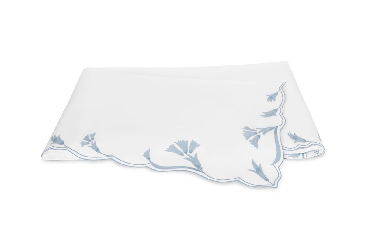 Matouk Marcella King Flat 114 x 112 Hazy Blue at Fig Linens and Home