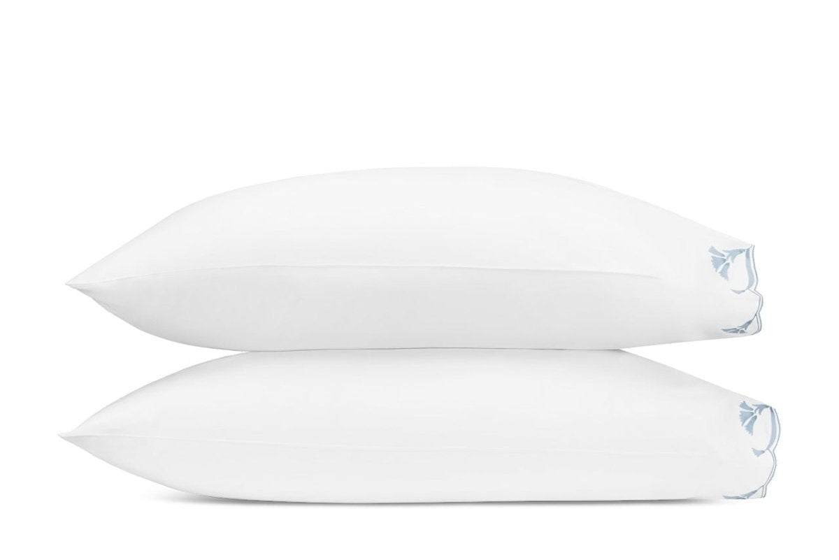 Matouk Marcella Standard Cases - Pair 21 x 32 Hazy Blue at Fig Linens and Home