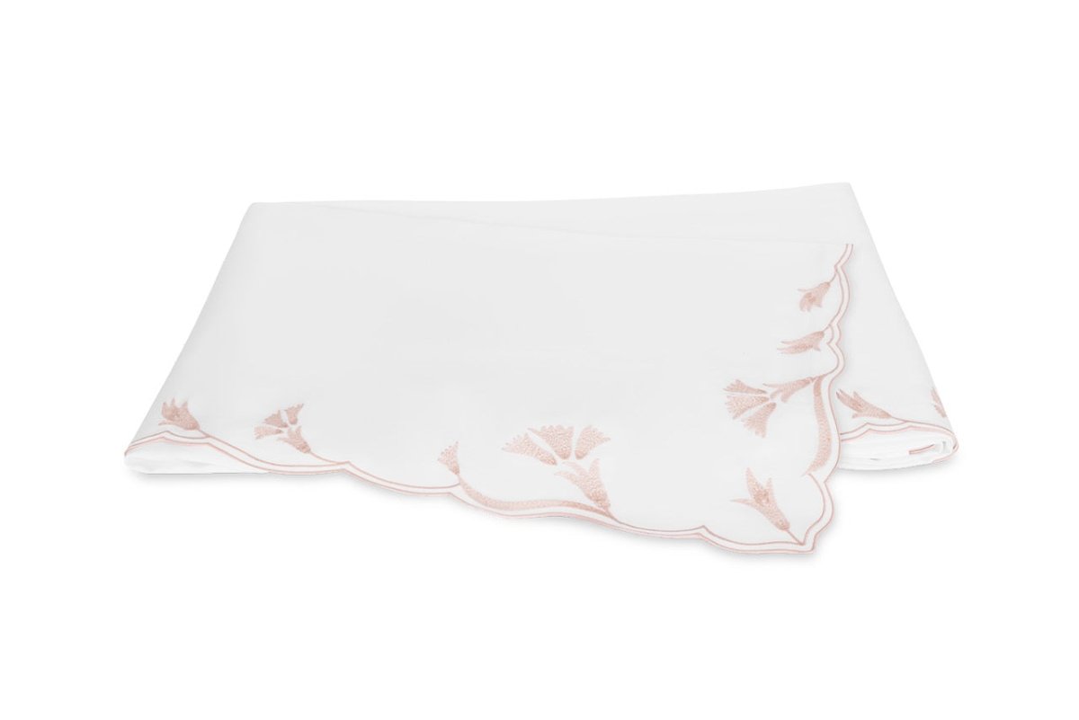 Matouk Marcella King Flat 114 x 112 Pink at Fig Linens and Home
