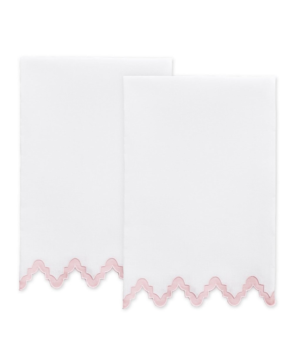M042 Aziza Guest Towel 20 x 26 - Set of 2 Pink Powder Room Towels at Fig Linens and Home