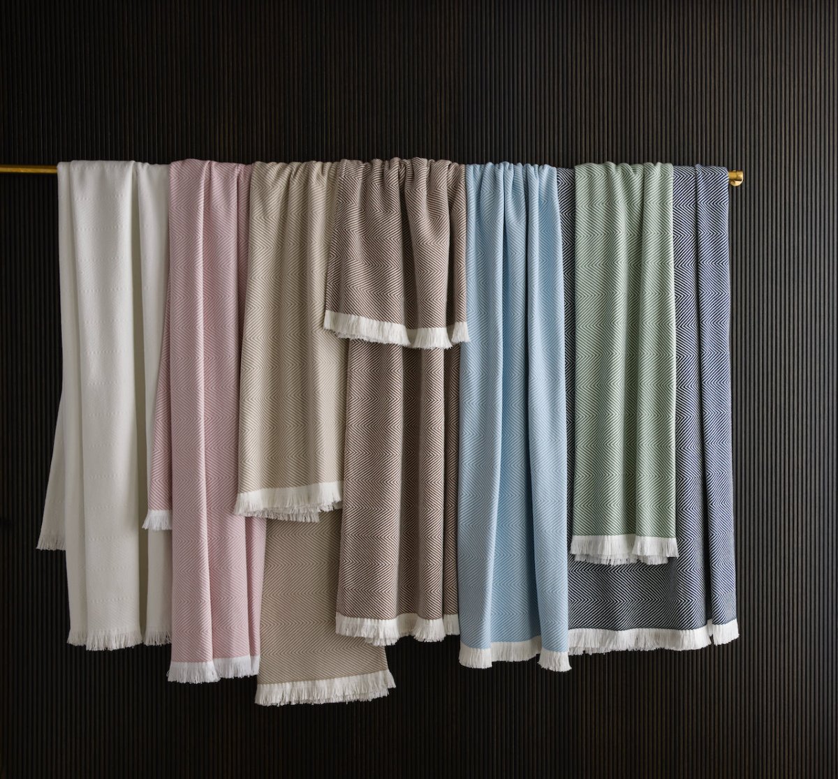 Matouk Leo Oversized Throws - Hanging View at Fig Linens and Home