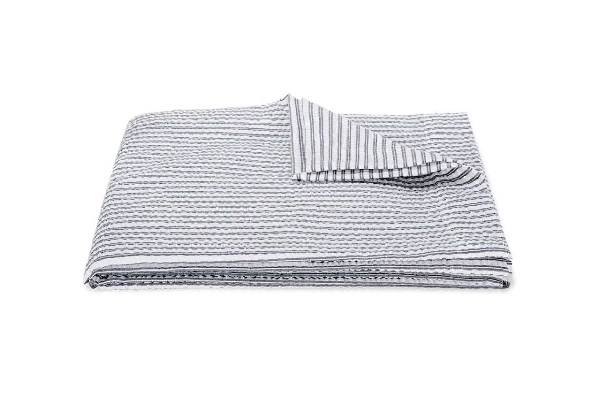 Matteo Seersucker Deep Navy Blue Coverlet | Matouk at Fig Linens and Home