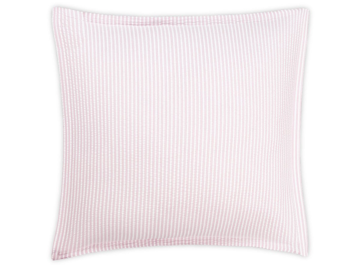 Matteo Seersucker Pink Euro Square Sham | Matouk at Fig Linens and Home