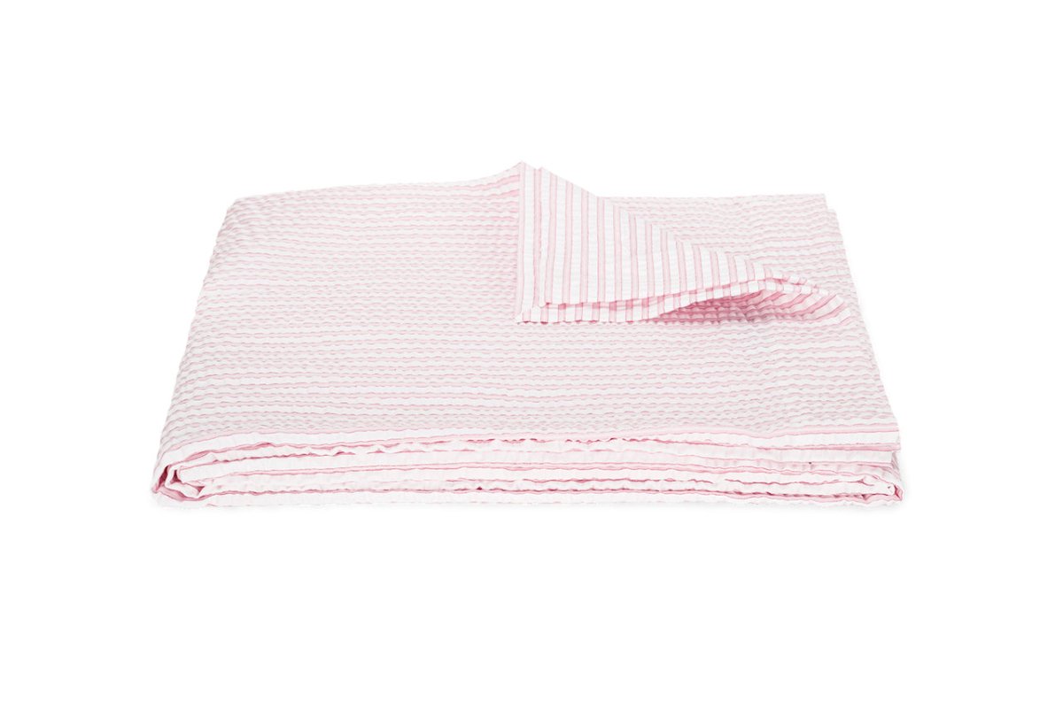 Matteo Seersucker Pink Coverlet | Matouk at Fig Linens and Home