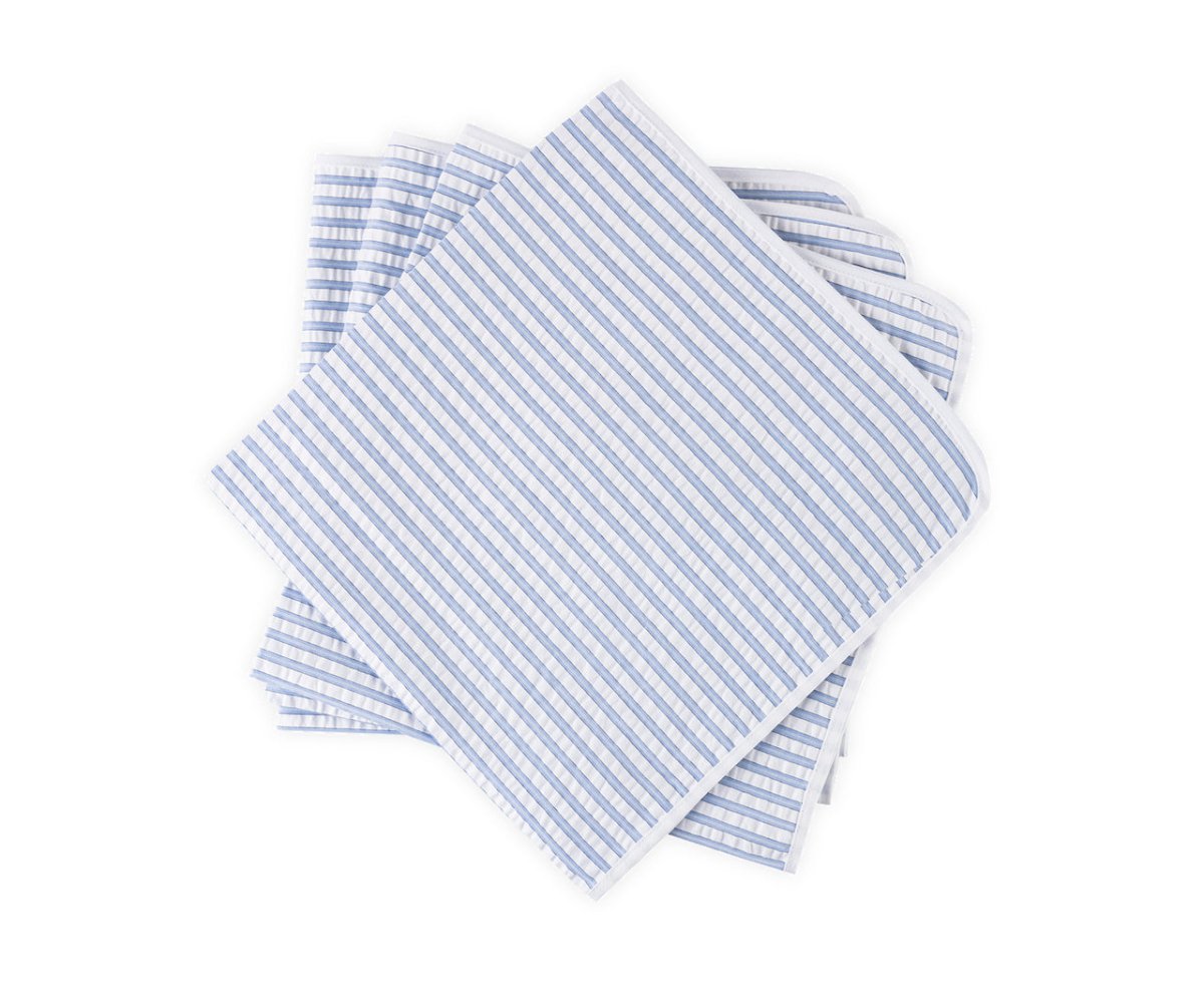 Matouk Matteo Seersucker Napkins in Azure Blue at Fig Linens and Home