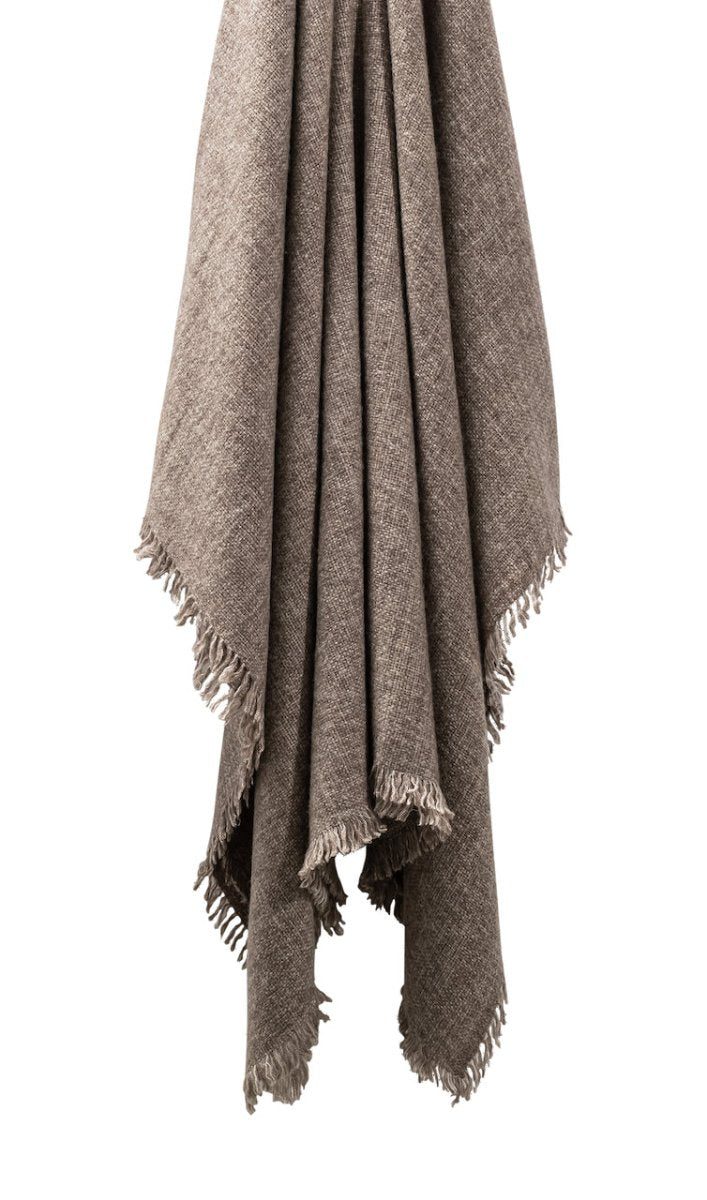Cashmere Throw - Matouk Maya Hazelnut Throw at Fig Linens and Home - Hanging