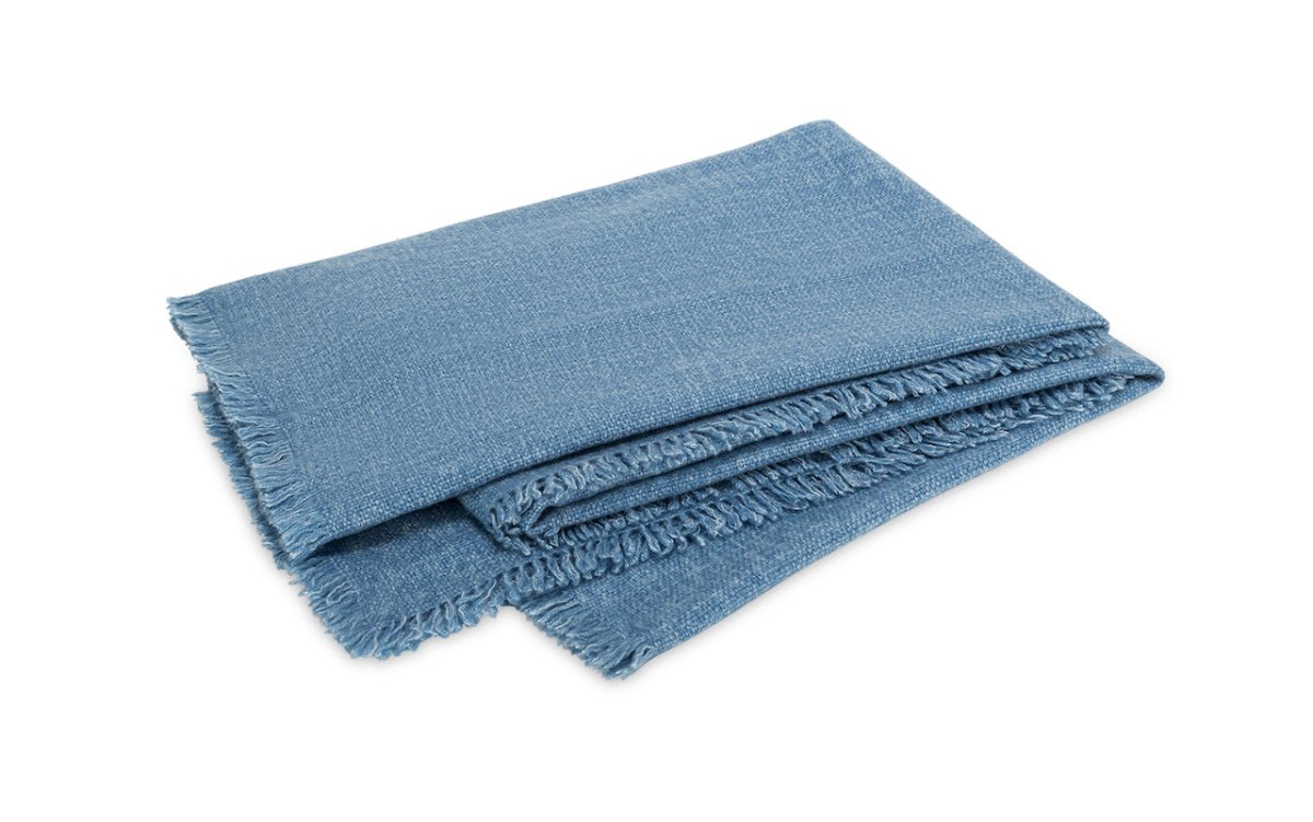 Cashmere Throw - Matouk Maya Ocean Throw at Fig Linens and Home - Folded