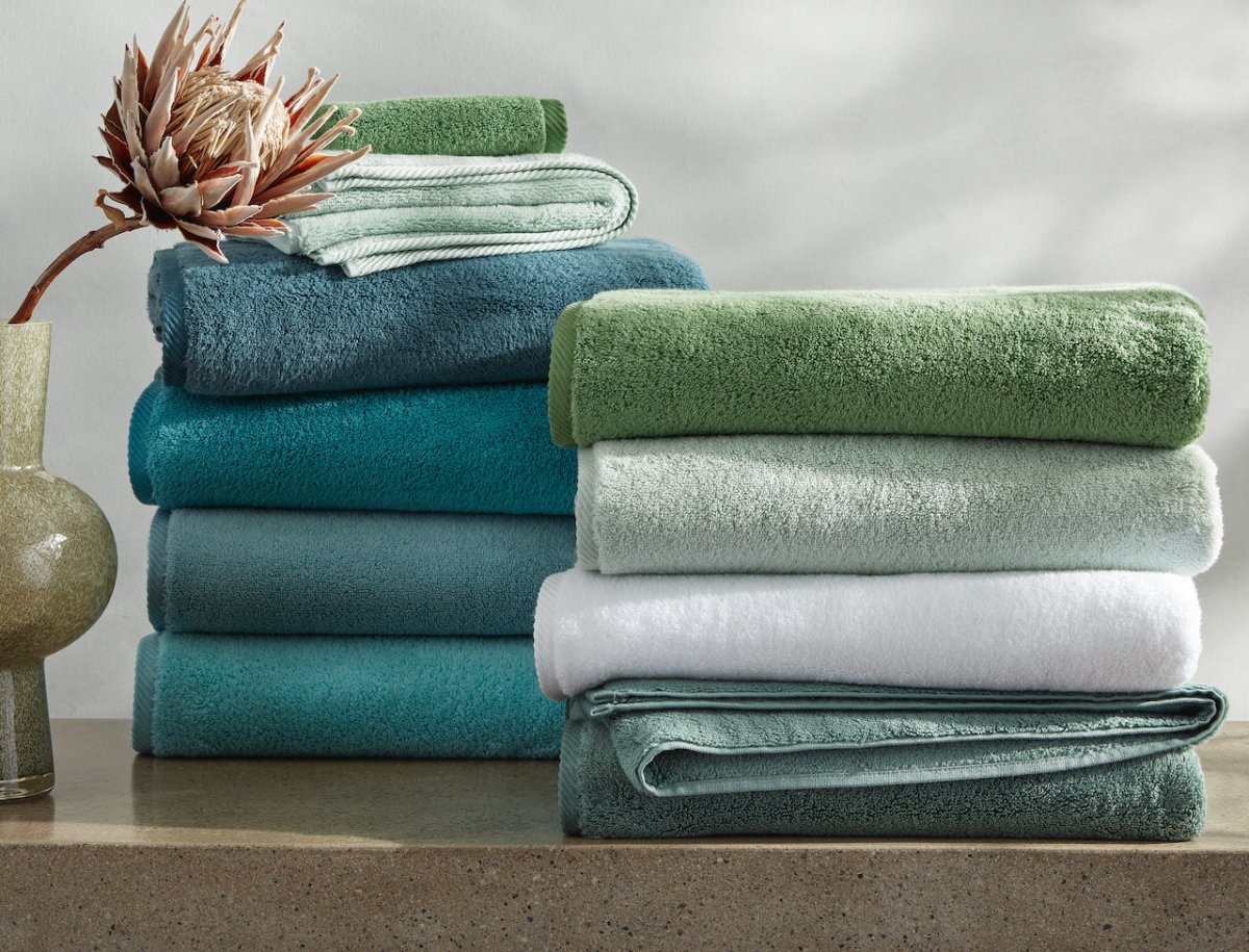 Matouk Milagro Cotton Towels at Fig Linens and Home - Terry Towels in Green Shades