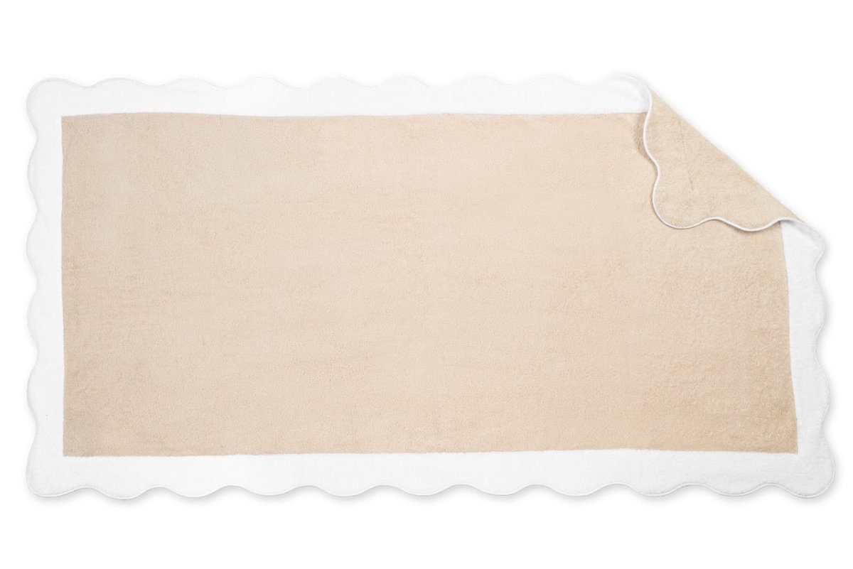 Beach Towel - Neptune Pool Towel 36 x 70 Sand and White by Matouk Schumacher - Full View