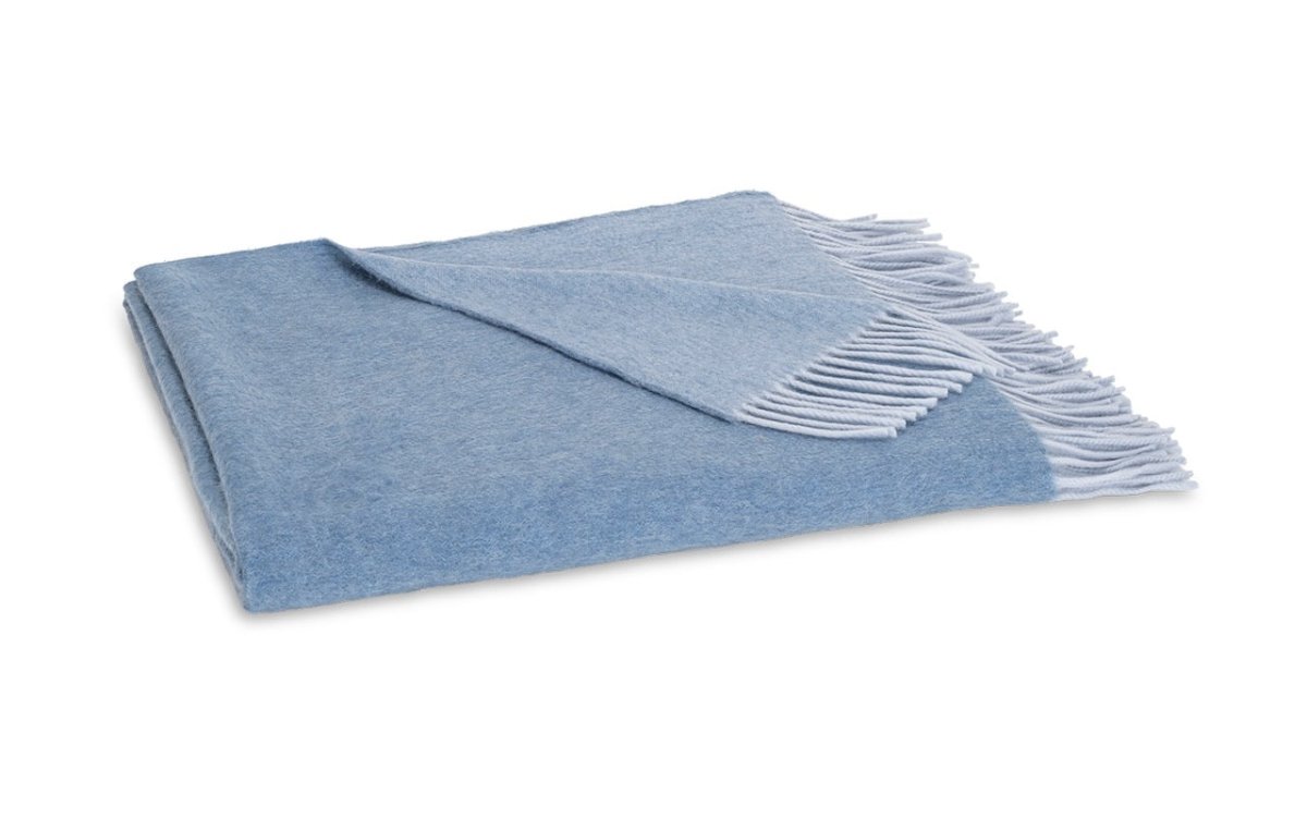 Cashmere Paley Throw 60 x 72 Hazy Blue/Sky - Matouk at Fig Linens and Home