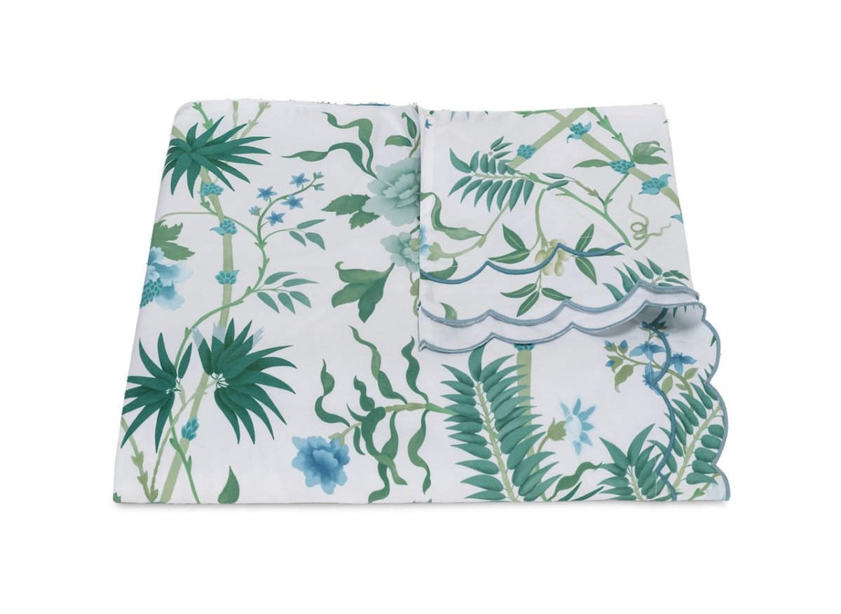 Matouk Schumacher Palmyra King Duvet Cover 108 x 96, 2" flange Emerald at Fig Linens and Home