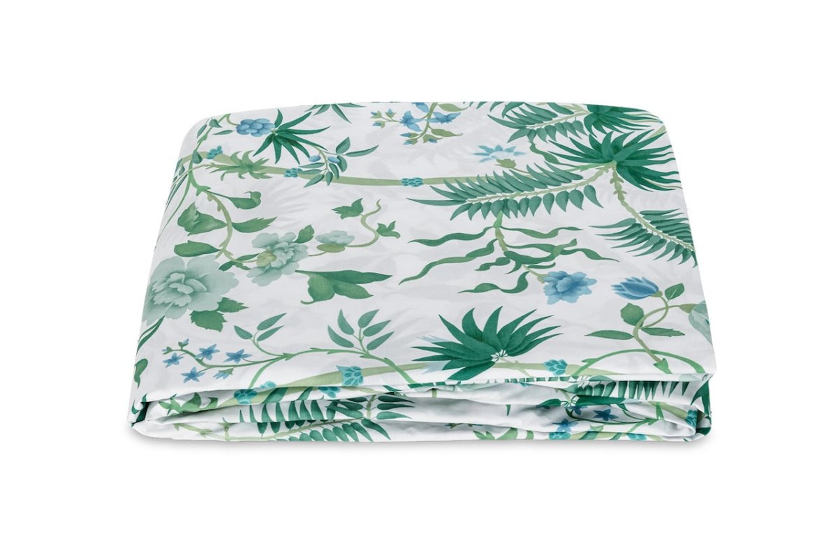 Matouk Schumacher Palmyra King Fitted 17" pocket Emerald at Fig Linens and Home