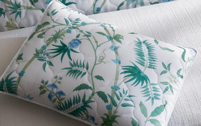 Matouk Schumacher Palmyra Quilted Boudoir Sham 12 x 16 Emerald at Fig Linens and Home