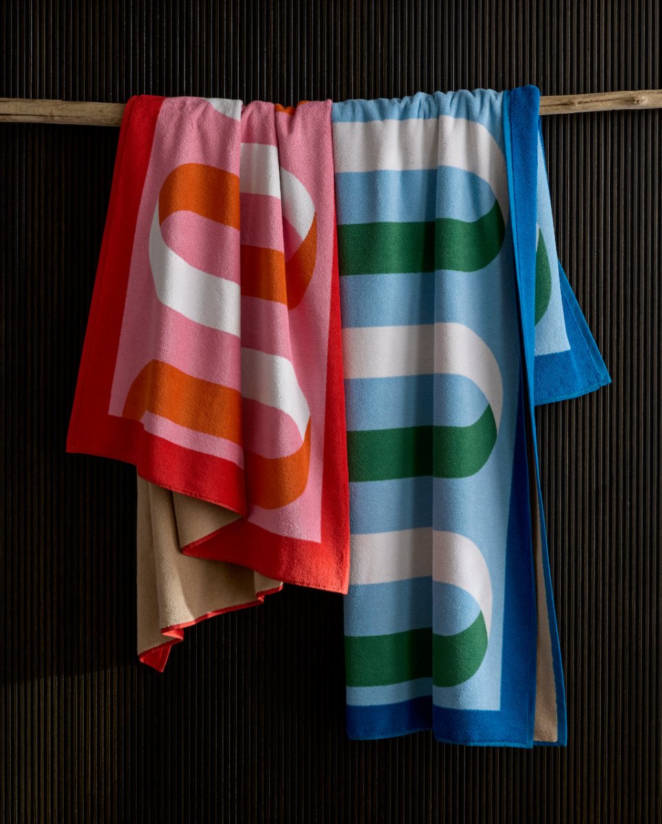 Ribbon Beach Towels by Matouk at Fig Linens and Home - Hanging View at Fig Linens and Home - View 2