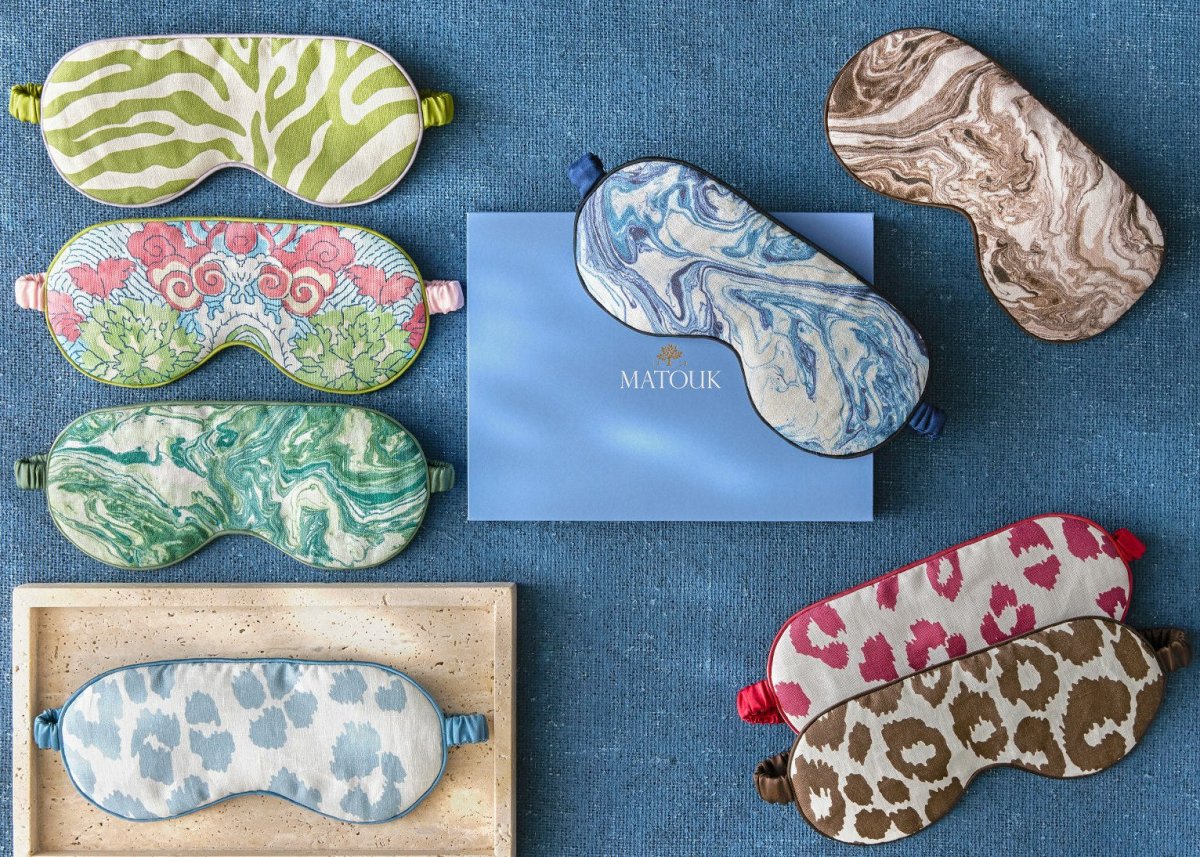 Sleep Masks - Matouk Valentina Linen Sleeping Aid Masks lined in 100% Silk at Fig Linens and Home
