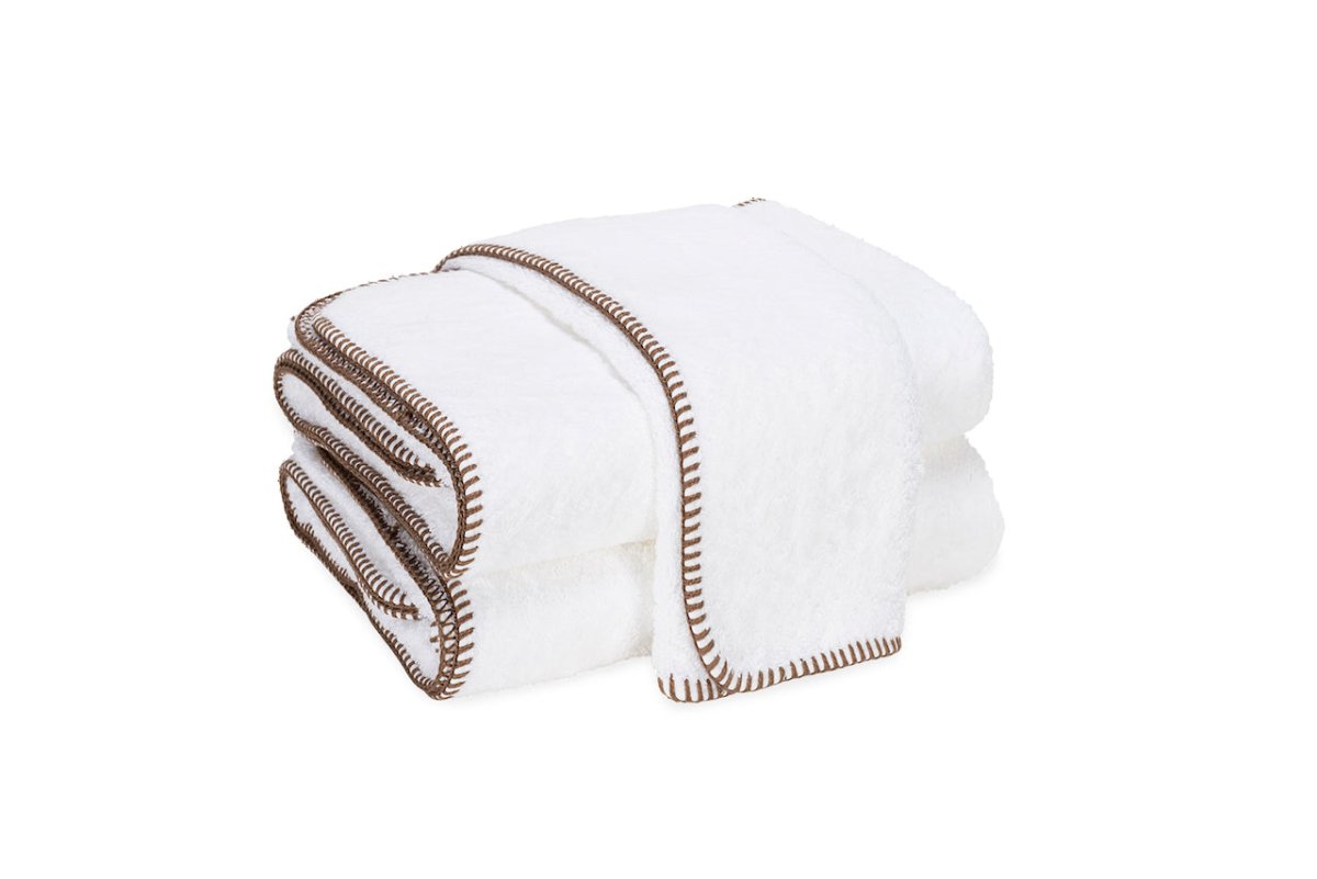 Matouk Whipstitch Cocoa Brown Bath Towels | Fig Linens and Home