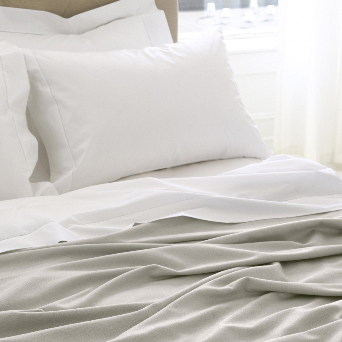 Matouk Blanket - Dream Modal Silver Blanket at Fig Linens and Home