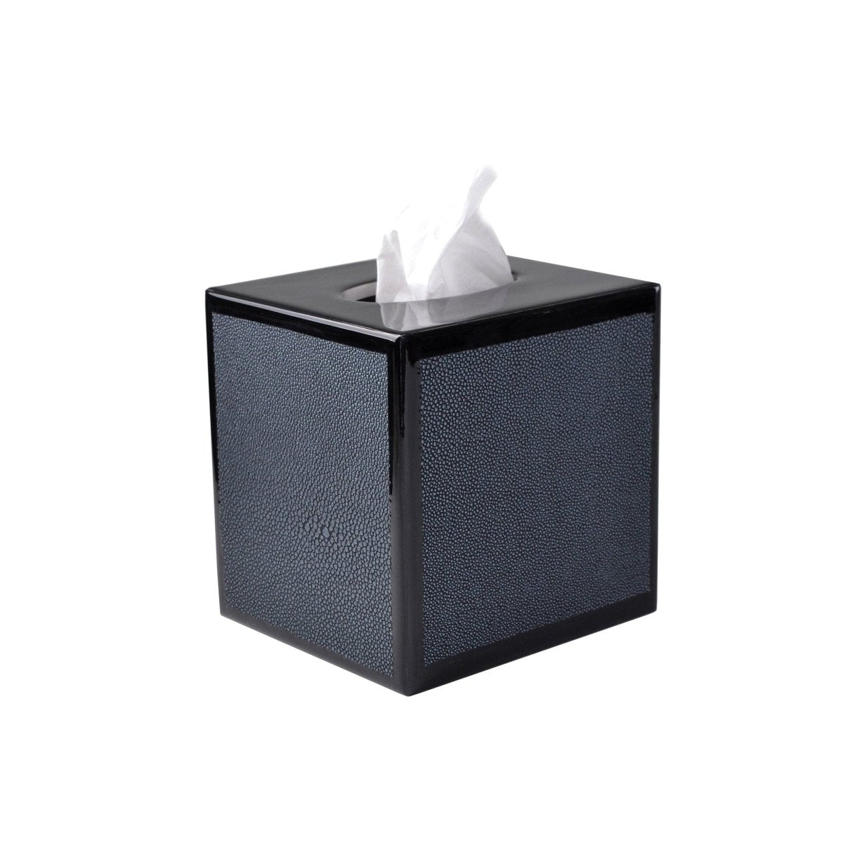 Tissue Cover in Black - Shagreen Luxury Bath Accessories by Mike + Ally at Fig Linens and Home